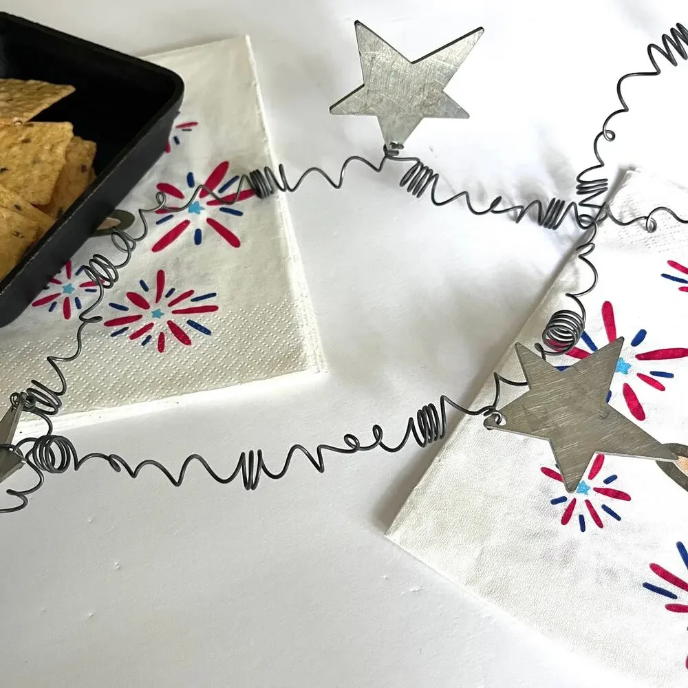 Handcrafted Garland Metal Stars on Coiled Wire 2-43